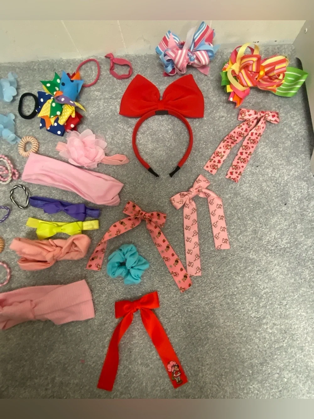 Kids Red Bow Headband and Mixed Color Hair Accessories Set